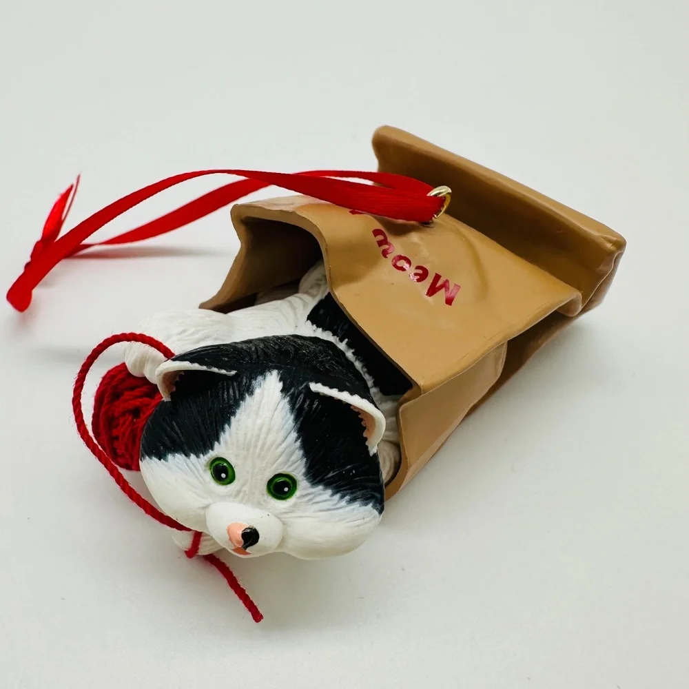 Hallmark Cat Ornaments 1990-1992 Meow Mart, Basket Bell Players, Holiday Wishes